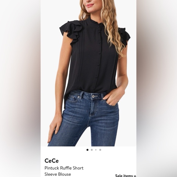 White CeCe Button Up Blouse - Picture 5 of 5